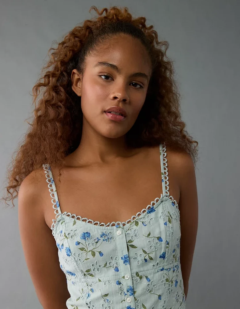 AE Button-Up Corset Tank Top