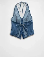 Gilet bain-de-soleil à encolure en V denim AE