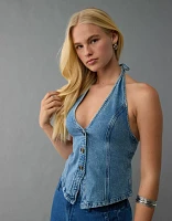 Gilet bain-de-soleil à encolure en V denim AE