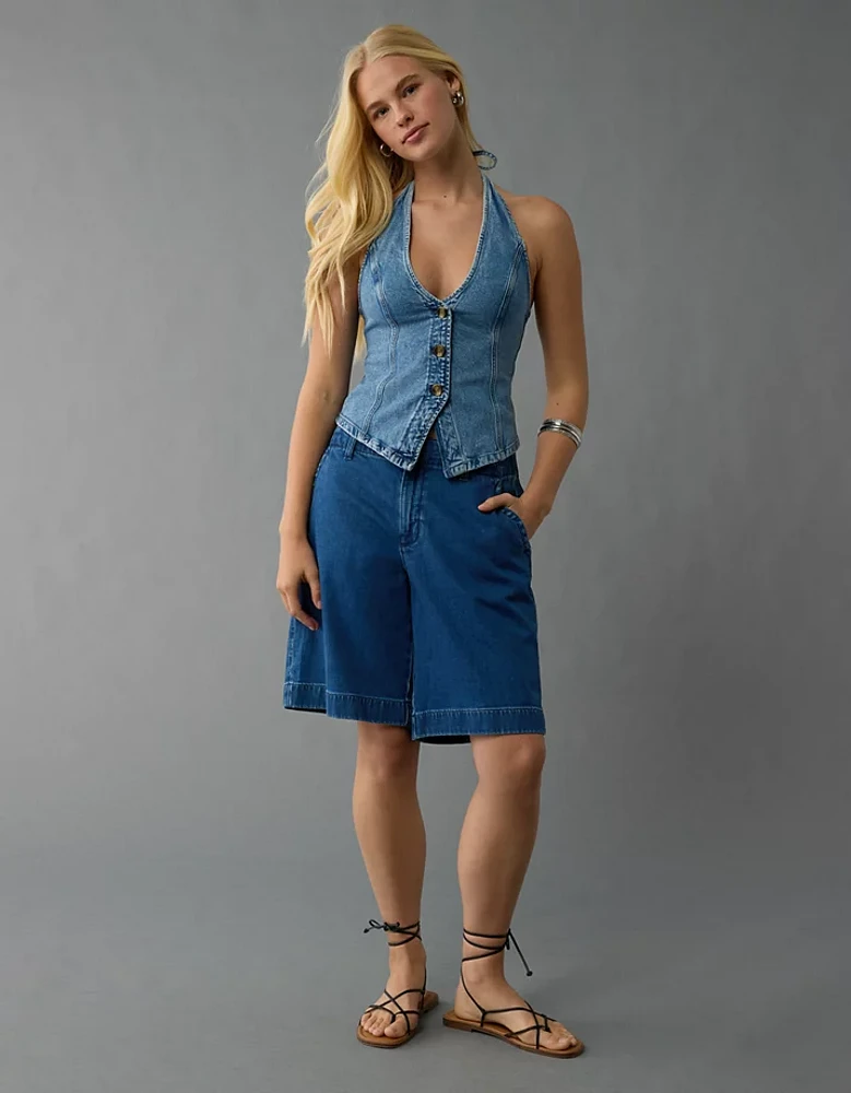 AE Denim V-Neck Halter Vest