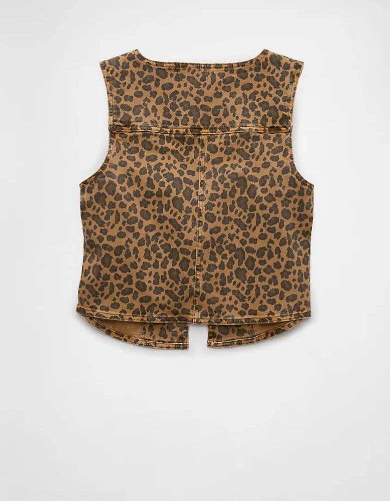 AE Tie Front Leopard Vest