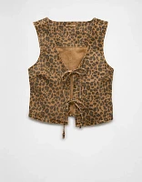 AE Tie Front Leopard Vest