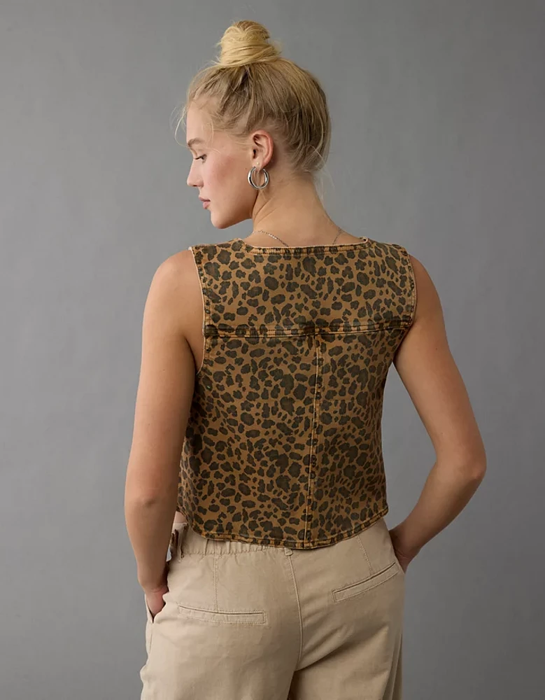 AE Tie Front Leopard Vest