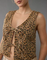 AE Tie Front Leopard Vest