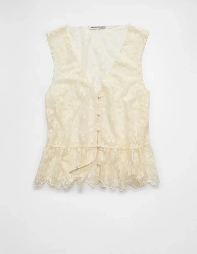 AE Lace Button-Up Vest