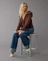 Blouse à volants en chiffon manches longues AE