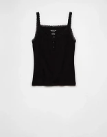 AE Main Squeeze Lace Trim Henley Cami