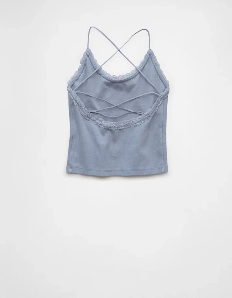 AE Strappy Go Lucky Cropped Lace Tank Top