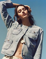 AE Collarless Denim Jacket