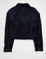 AE Cropped Corduroy Collar Denim Jacket