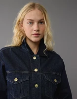 AE Cropped Corduroy Collar Denim Jacket