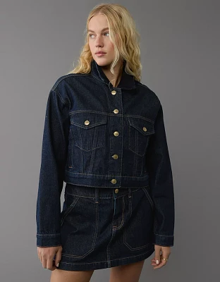 Veste en denim courte à col velours côtelé AE