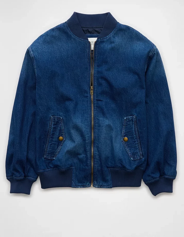 AE Oversized Denim Bomber Jacket