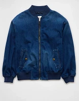 AE Oversized Denim Bomber Jacket