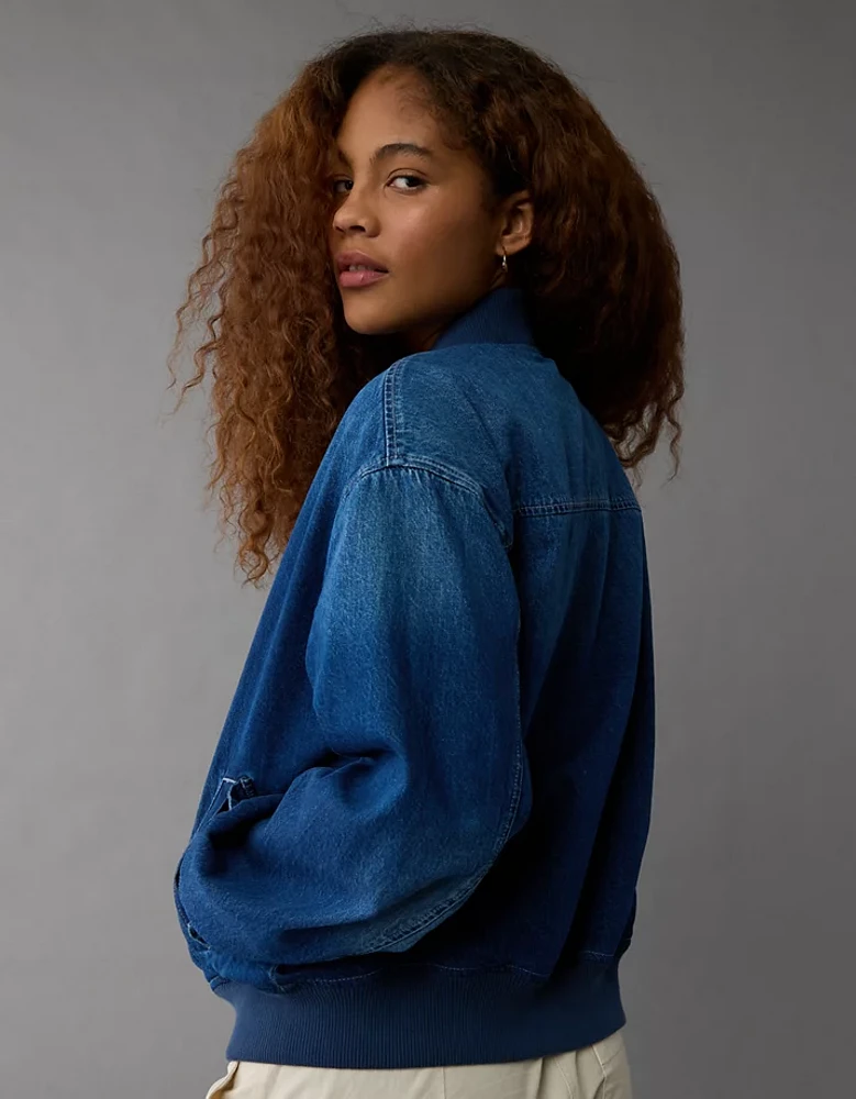 AE Oversized Denim Bomber Jacket