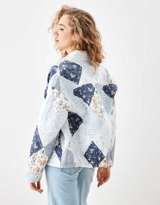 AE Patchwork Quilted Bomber Jacket