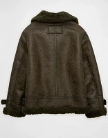 AE Oversized Shearling Biker Jacket