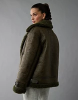 AE Oversized Shearling Biker Jacket