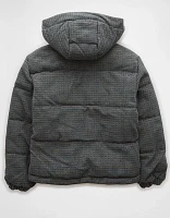 AE Plaid Hooded Puffer Jacket