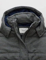 AE Plaid Hooded Puffer Jacket