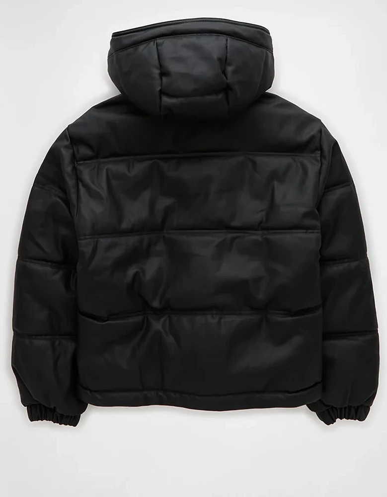 AE Vegan Leather Puffer Jacket