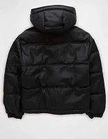 AE Vegan Leather Puffer Jacket