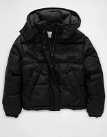 AE Vegan Leather Puffer Jacket