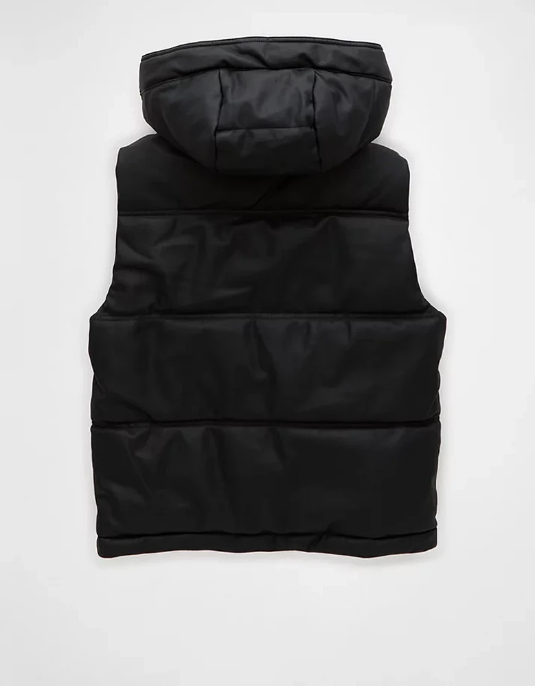 AE Vegan Leather Puffer Vest