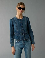 AE Slim Fit Collarless Denim Jacket