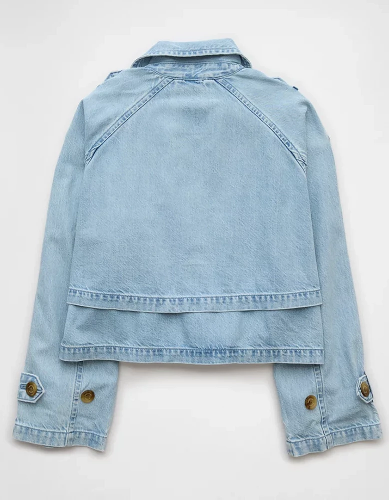 AE Cropped Denim Trench Coat