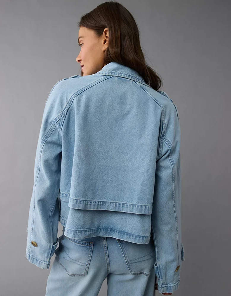 AE Cropped Denim Trench Coat