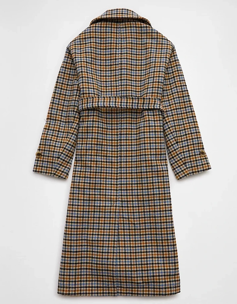 AE Plaid Trench Coat