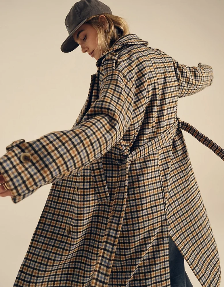 AE Plaid Trench Coat