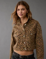 AE Cropped Leopard Denim Jacket