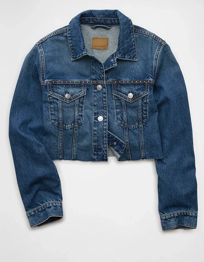 Veste en denim courte ornée de clous AE