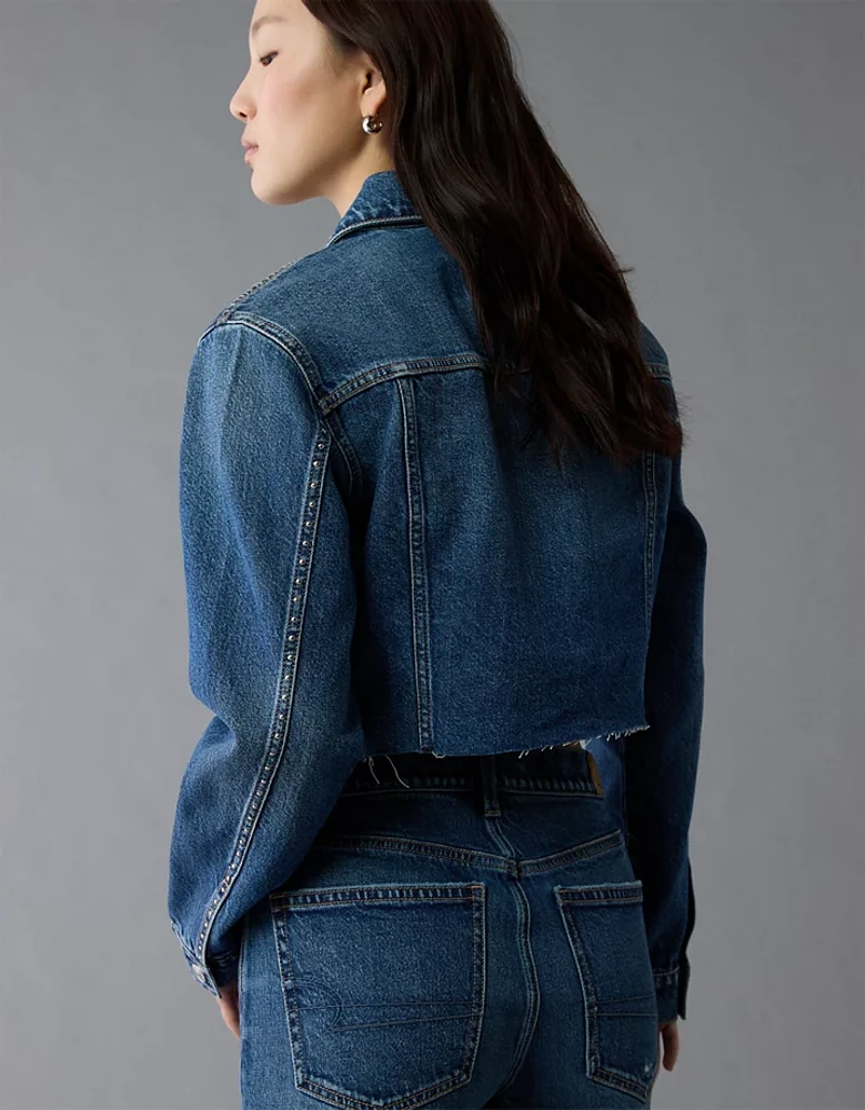 Veste en denim courte ornée de clous AE
