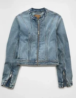Veste de course automobile en denim à glissière AE