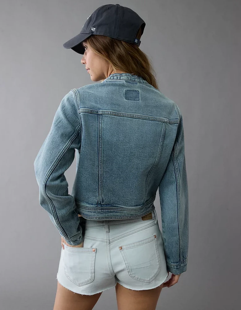 Veste de course automobile en denim à glissière AE