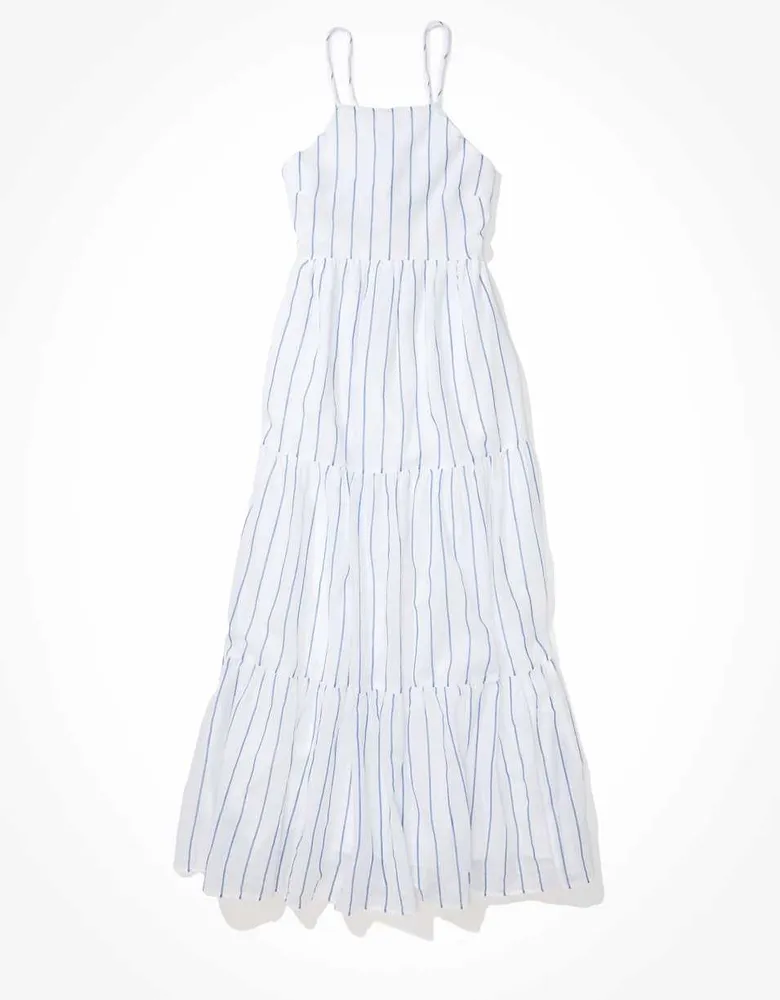 AE Striped Apron Neck Midi Dress