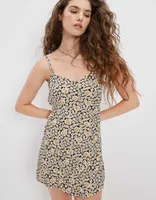 AE Floral Button-Front V-Neck Mini Dress