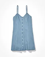AE Button-Front V-Neck Mini Dress