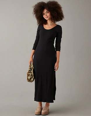 AE Long-Sleeve Knit Midi Dress