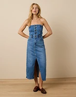 Robe mi-longue à bustier tubulaire en denim AE