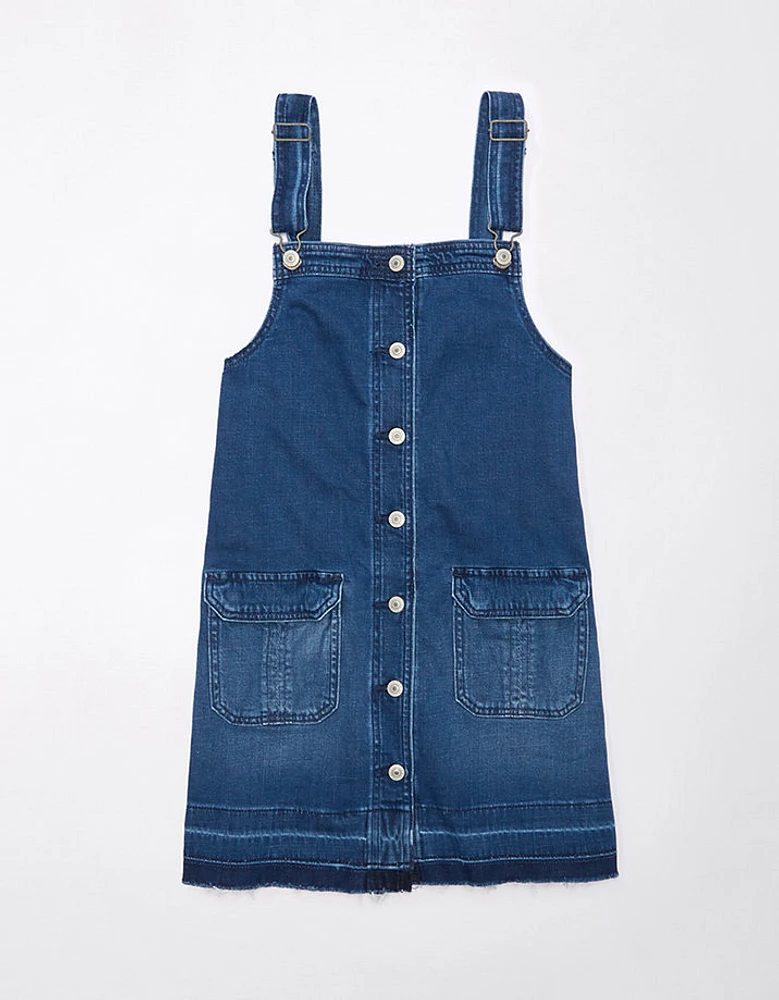 Robe style tablier boutonnée en denim AE