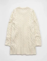 AE Long-Sleeve Cable Knit Sweater Mini Dress