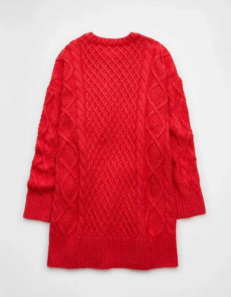 AE Long-Sleeve Cable Knit Sweater Mini Dress