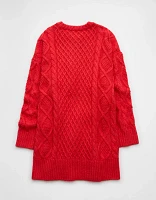 AE Long-Sleeve Cable Knit Sweater Mini Dress