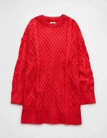 AE Long-Sleeve Cable Knit Sweater Mini Dress