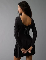 AE Long-Sleeve Ballet Neck Sweater Mini Dress