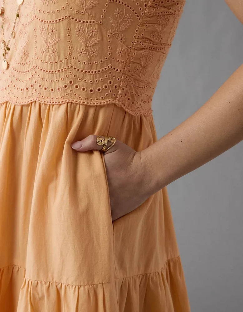 AE Scalloped Tiered Midi Dress